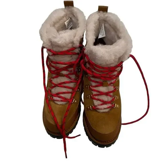Tory Burch Thea Shearling Boots Size- 7.5 Suede Color: Natural